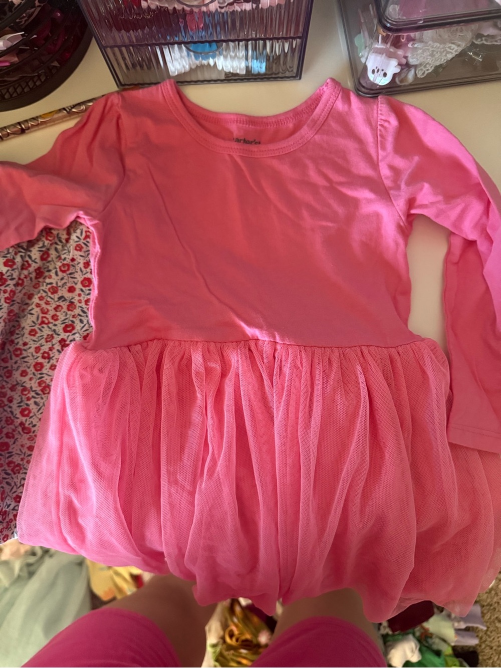 NWOT Carter's Bright Pink Long-Sleeve Tulle Dress